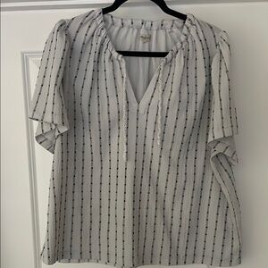 Madewell White and Black Short Sleeve Relaxed Blouse